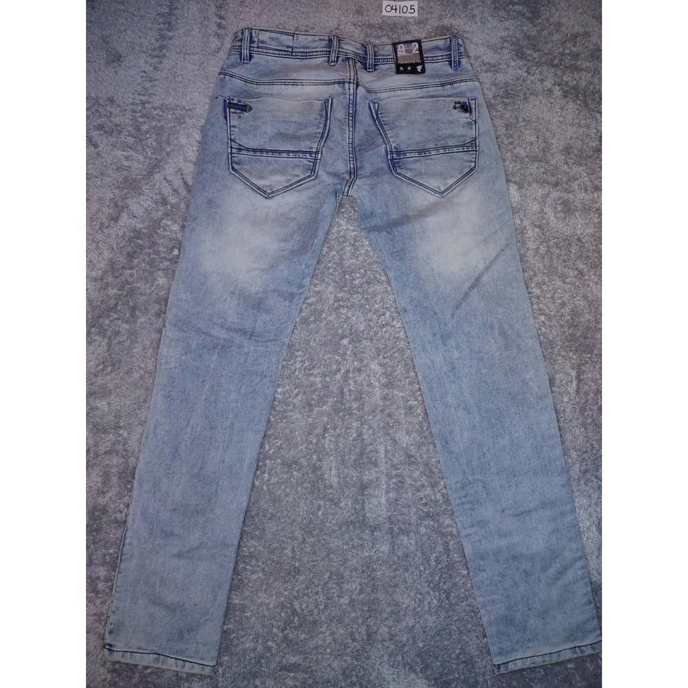 FJ92 FLU 92 Men's Jeans India Straight Fit Light Wash Denim Decorative Size 32 - Picture 2 of 10